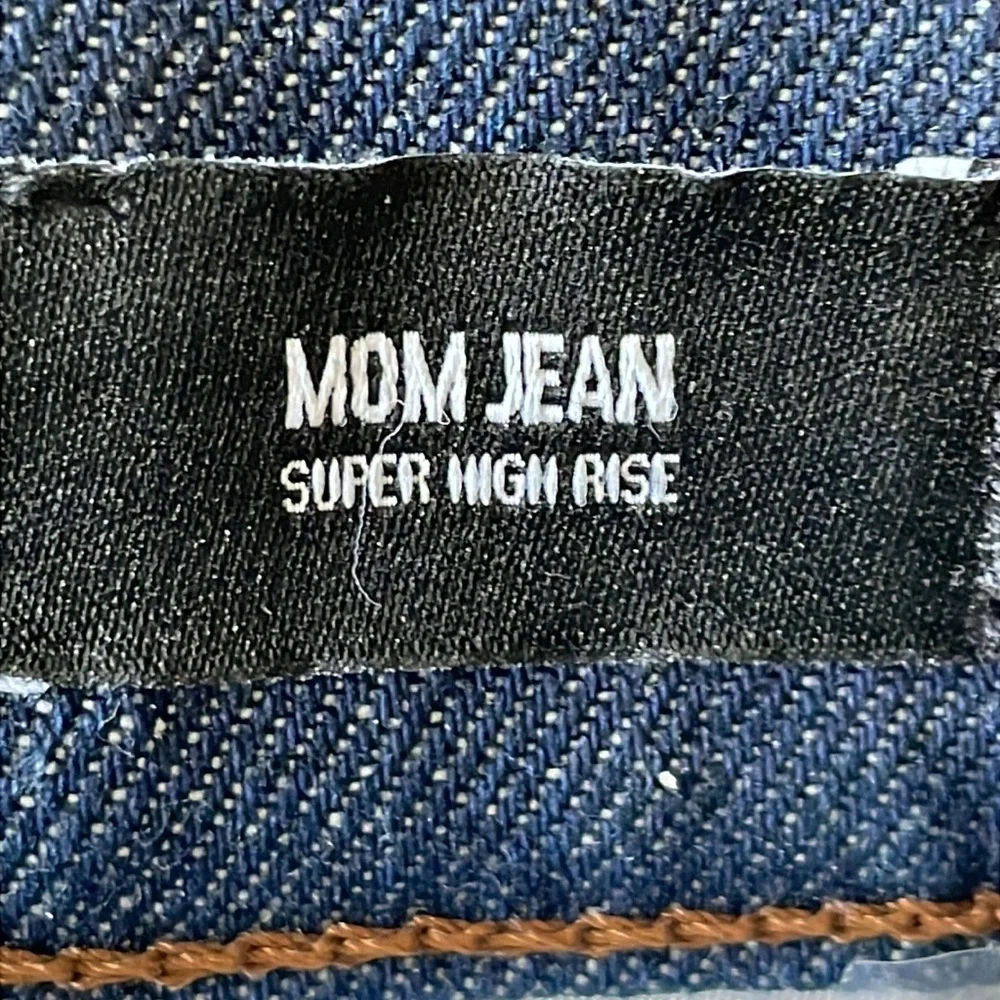 ExpressMom Jeans Women's Navy Denim Buckle Waist High Rise Straight Leg, Size 2R - Picture 8 of 10